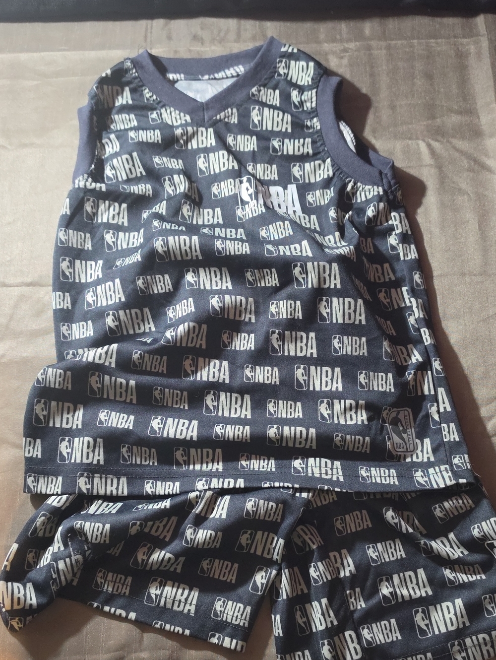 NBA Black and White All-Over Logo Tank & Shorts Set